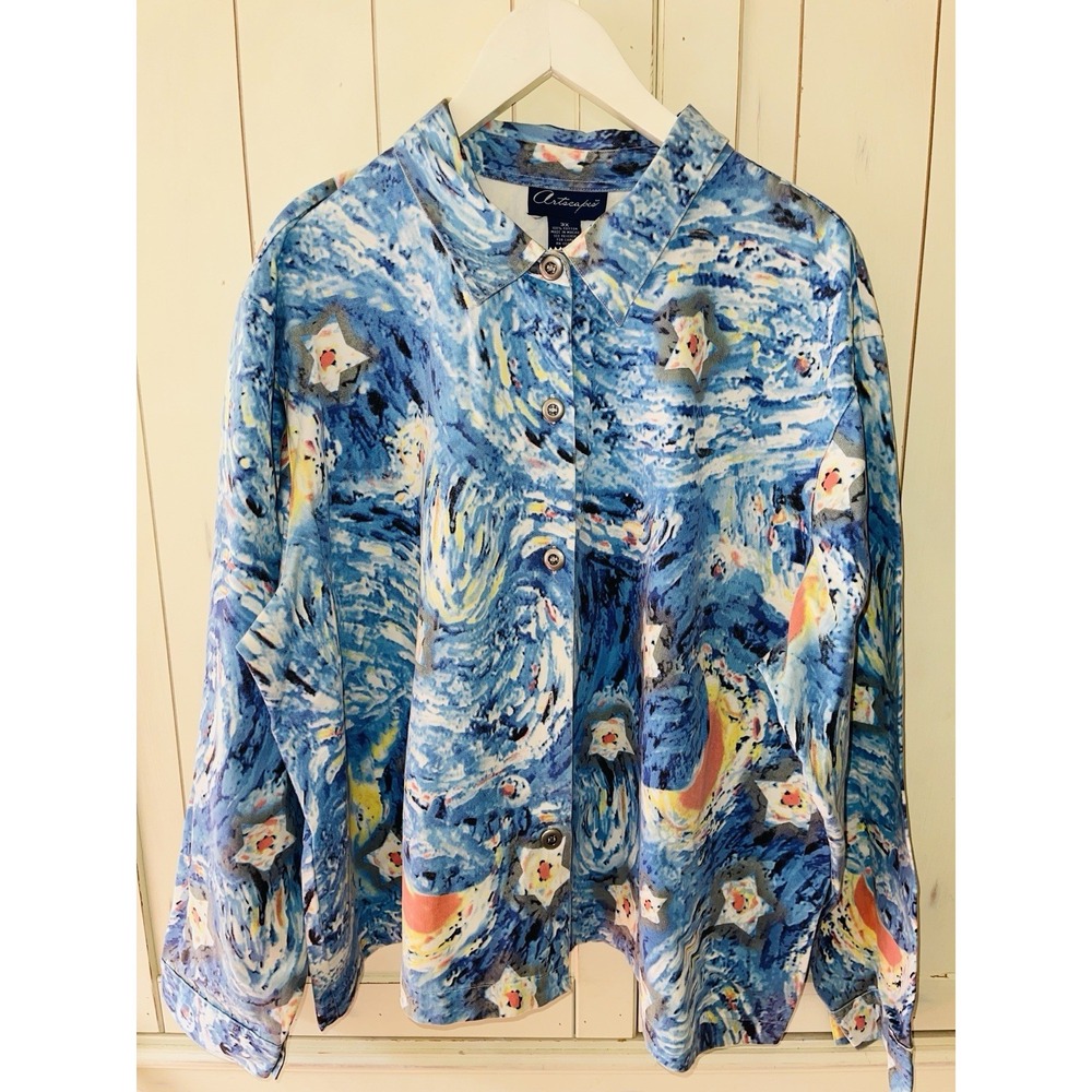 Artscapes 100% Cotton Oversized 3X Van Gogh Starry Night Inspired Jacket Artist